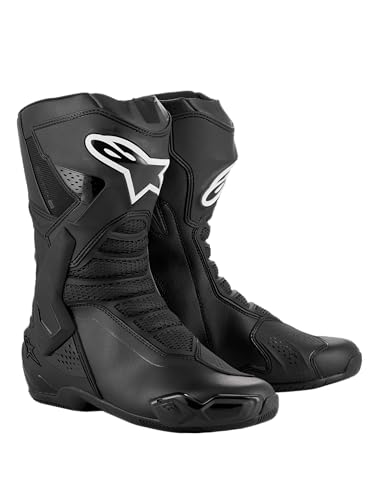 Alpinestars SMX-6 V3 Motorcycle Boots, High-Speed Protection & Comfort - CE Certified, Replaceable Toe Sliders, Enhanced Ankle Protection, Breathable & Lightweight Design - 44, Black