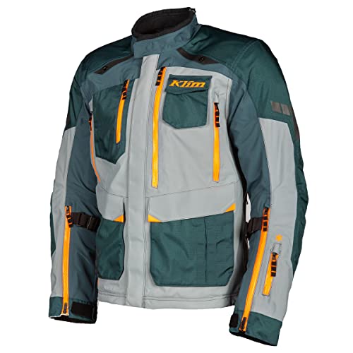 KLIM Carlsbad Adventure Motorcycle Jacket (Petrol - Strike Orange, Large)