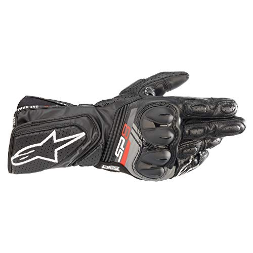 Alpinestars SP-8 V3 Gloves, Full Gauntlet Leather, CE-Certified, Race-Inspired Fit, Knuckle Protection, Reinforced Palm, Multi-Panel Construction, M, Black