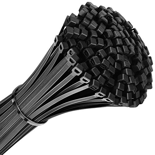 200pcs Zip Ties 8 Inch Black, Heavy Duty Zip Tie, 50lb Strength Cable Ties, Industrial Nylon Wire Tie Wraps for Garage and Workshop.