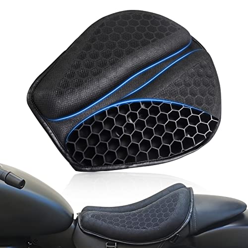 SKYJDM Foldable Motorcycle Gel Seat Cushion, Large 3D Honeycomb Structure Shock Absorption & Breathable Seat Pad for Long Rides (L)