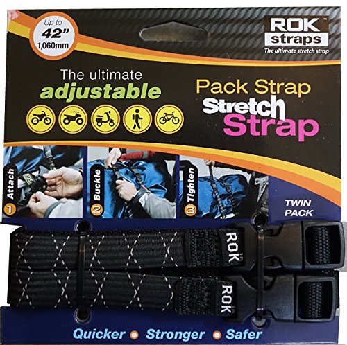 ROK Straps ROK-10358 Black/Reflective 12" - 42" Pack Adjustable Stretch Strap