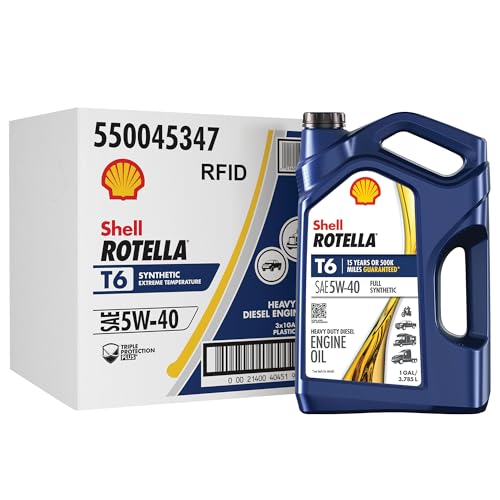 Shell Rotella T6 Full Synthetic 5W-40 Motor Oil, 1 Gallon (3 Pack)