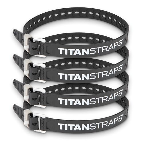 Titan Industrial Straps – Strong & Simple Tie-Downs for Construction (Welders, DIY Home) & 1st Responders – 3 Year Warranty, Batch Tested – 70 lb. Working Load, 25" Length, Black, 4-Pack