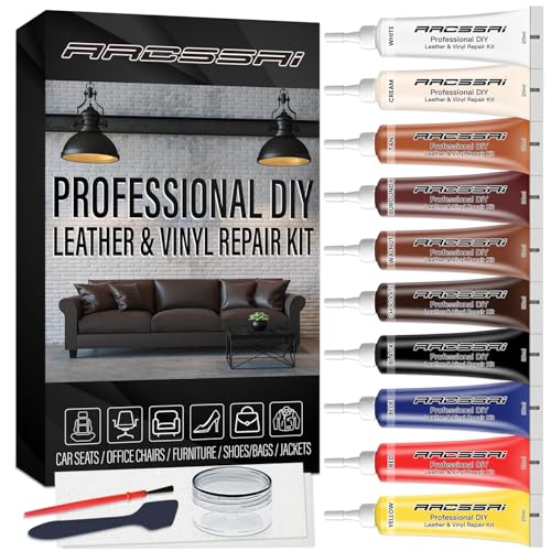 Leather Repair Kit for Furniture, Sofa, Jacket, Car Seats and Purse. Vinyl Repair Kit. Super Easy Instructions to Match Any Color, Restore Any Material, Bonded, Italian, Pleather, Genuine